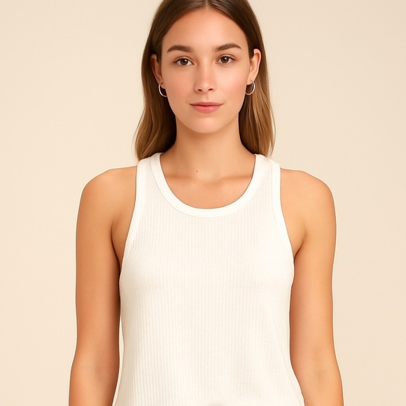 Lulu's Cream Cut Out Relaxed Tank Top NWOT - Picture 2 of 6